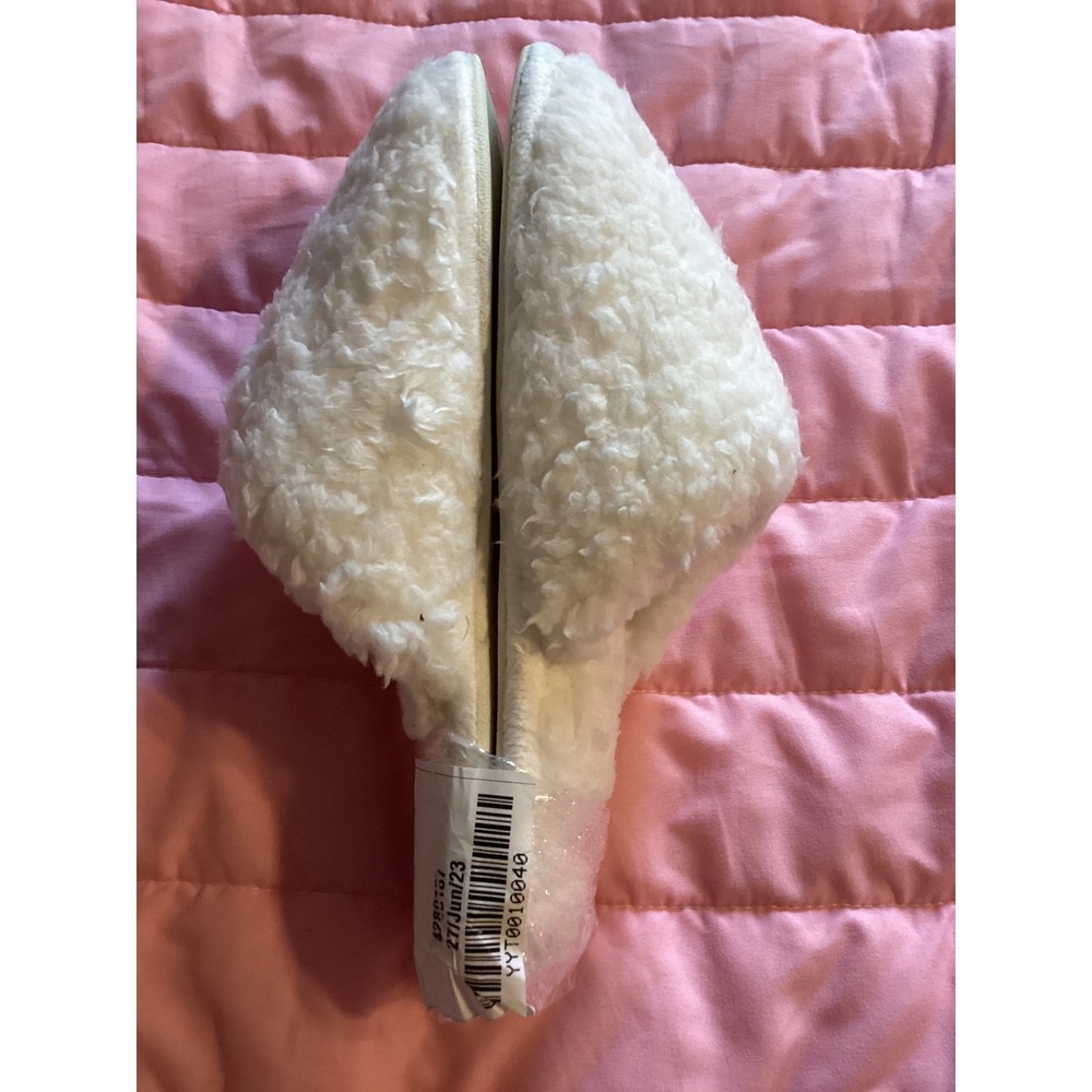 Pottery Barn‎ Teddy Bear Slippers Ivory Faux Fur Sherpa Slides Women Small - Picture 5 of 5